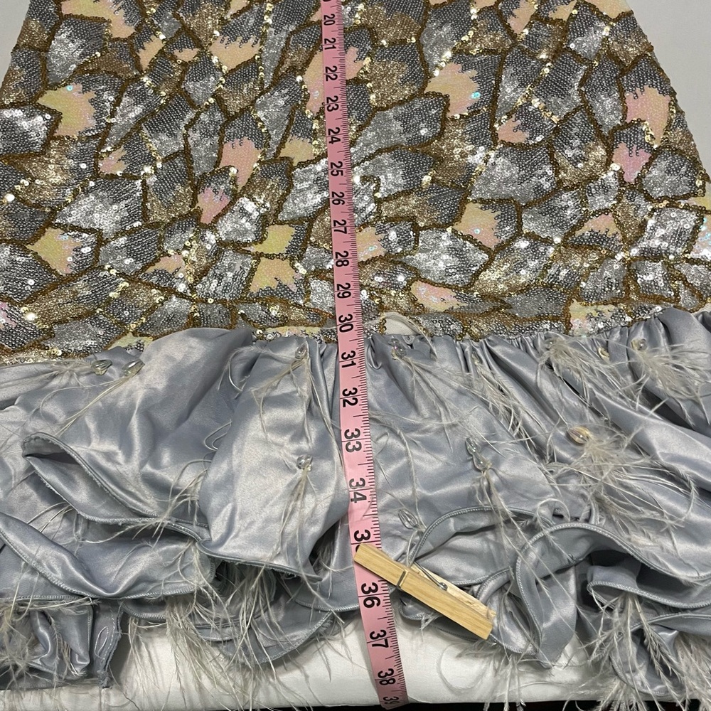 Silver and Gold Sequin Dress with Ruffle Hem - Picture 12 of 16